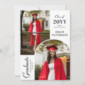 Modern Photo Black White Afstuderen aangekondigd Kaart (Voorkant)