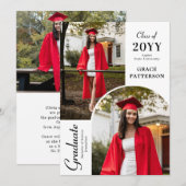 Modern Photo Black White Afstuderen aangekondigd Kaart (Voorkant / Achterkant)