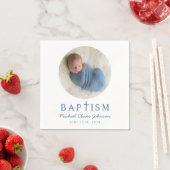 Modern Photo Blue Cross Boy Baptisme Servet (Insitu)