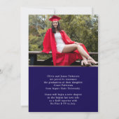 Modern Photo Blue White Afstuderen Aankondiging (Achterkant)