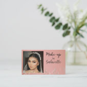 Modern Photo Boho Botanical Script Blush Pink Visitekaartje (Staand voorkant)