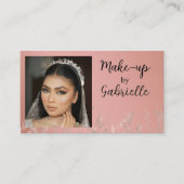 Modern Photo Boho Botanical Script Blush Pink Visitekaartje (Voorkant)