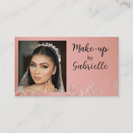 Modern Photo Boho Botanical Script Blush Pink Visitekaartje (Voorkant)