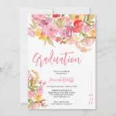 Modern photo Boho Pink Lavender floral graduation Aankondiging (Voorkant)