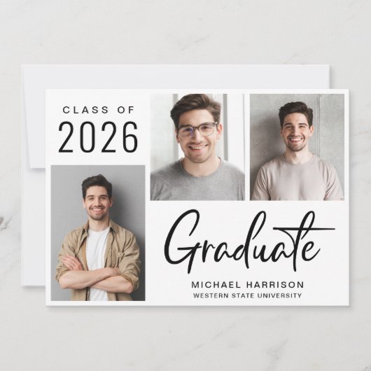 Modern Photo Bold Script Class of 2025 Afstuderen Aankondiging (Voorkant)