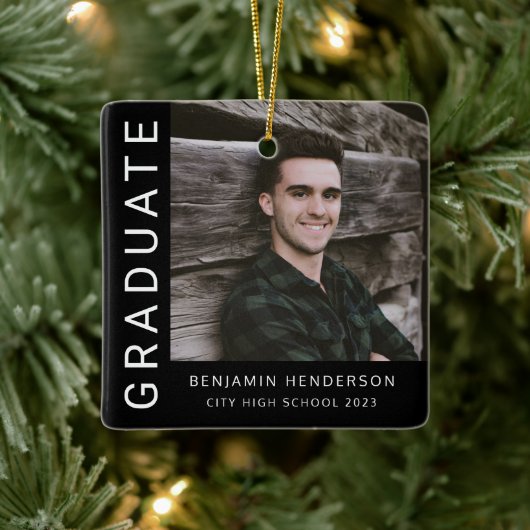 Modern Photo Boy 2023 Afstuderen Keramisch Ornament (Boom)