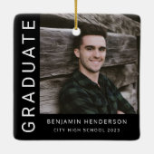 Modern Photo Boy 2023 Afstuderen Keramisch Ornament (Achterkant)