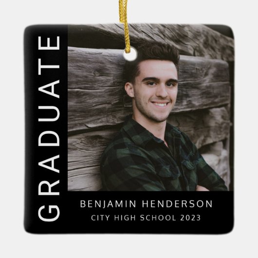 Modern Photo Boy 2023 Afstuderen Keramisch Ornament (Voorkant)