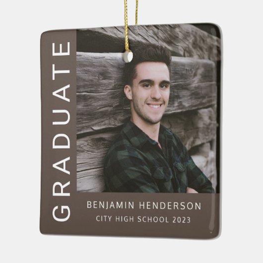 Modern Photo Boy 2023 Afstuderen Keramisch Ornament (Links)