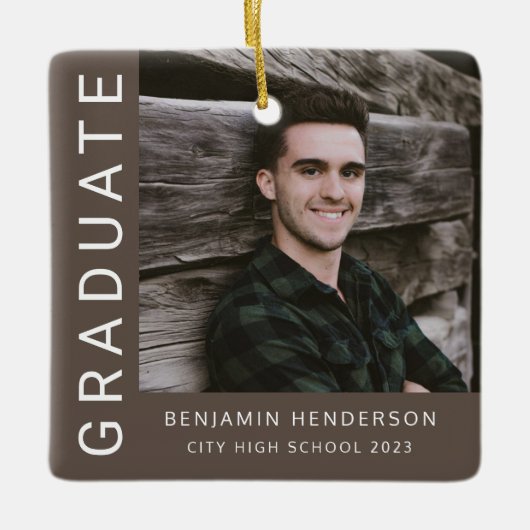 Modern Photo Boy 2023 Afstuderen Keramisch Ornament (Voorkant)