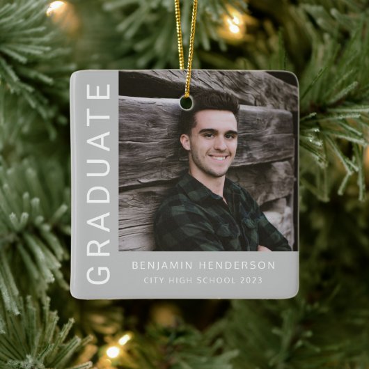 Modern Photo Boy 2023 Afstuderen Keramisch Ornament (Boom)