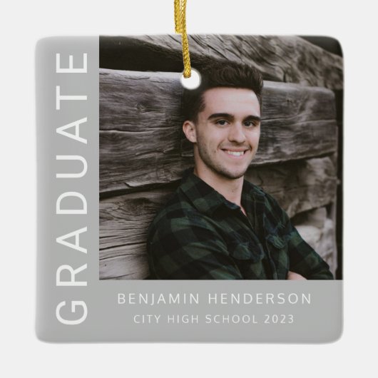 Modern Photo Boy 2023 Afstuderen Keramisch Ornament (Voorkant)