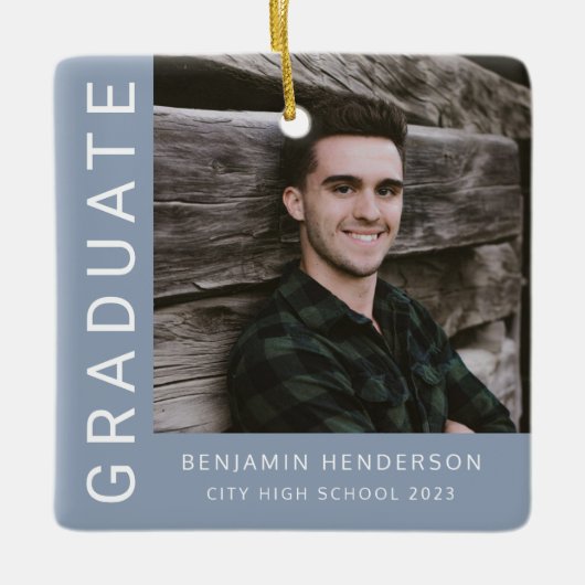 Modern Photo Boy 2023 Afstuderen Keramisch Ornament (Voorkant)