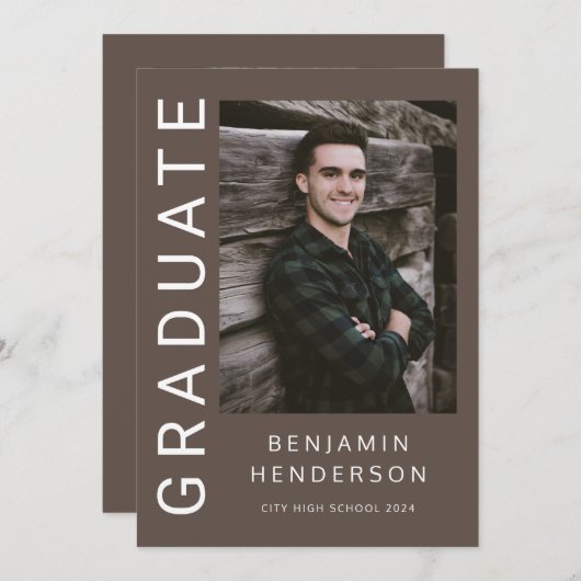 Modern Photo Boy Afstuderen Aankondiging (Voorkant / Achterkant)