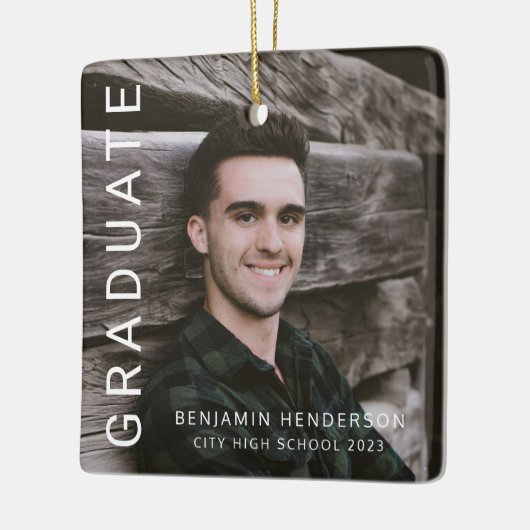 Modern Photo Boy Afstuderen Keramisch Ornament (Links)