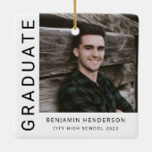 Modern Photo Boy Afstuderen Keramisch Ornament (Achterkant)