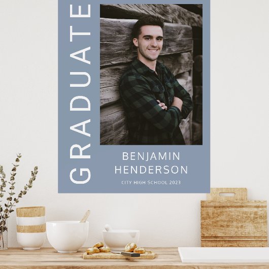 Modern Photo Boy Blue Afstuderen Poster (Keuken)