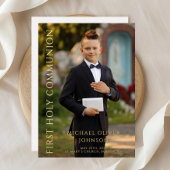 Modern Photo Boy First Heilige Communist Gold Folie Uitnodiging