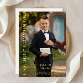 Modern Photo Boy First Heilige Communist Gold Folie Uitnodiging