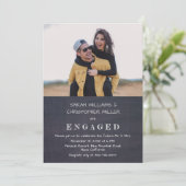 Modern Photo Chalkboard Engagement Party Kaart (Staand voorkant)