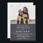 Modern Photo Chalkboard Engagement Party Kaart<br><div class="desc">Uitnodiging voor moderne fotoschoolbordverlovingsfeest</div>