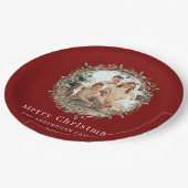 Modern photo Christmas wreath red Papieren Bordje (Gekanteld)