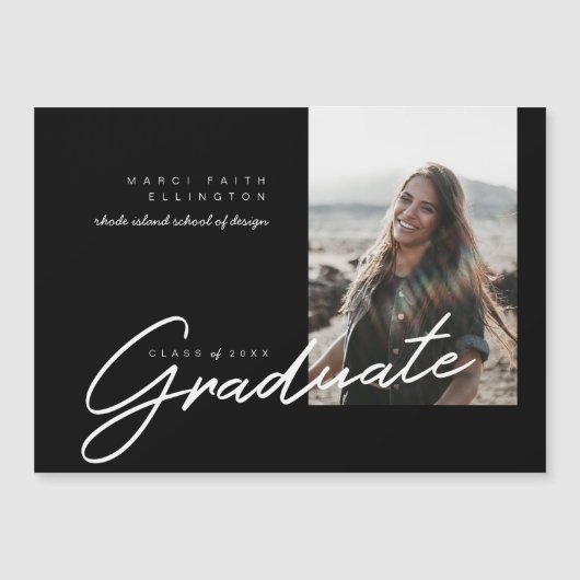 Modern Photo Classic Black Afstuderen aankondiging (Voorkant)