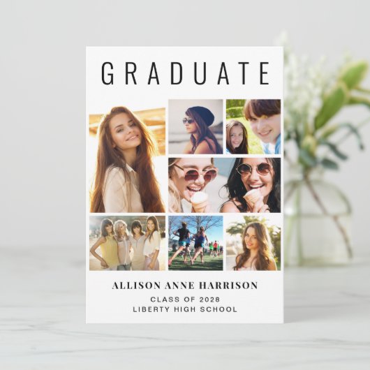 Modern Photo Collage Afstuderen Aankondiging (Staand voorkant)