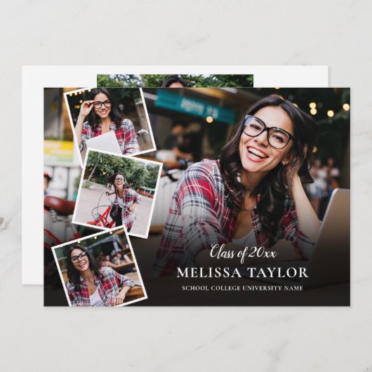 Modern Photo Collage Afstuderen Aankondiging (Voorkant / Achterkant)
