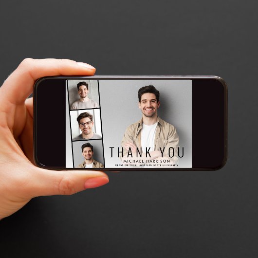 Modern Photo Collage Afstuderen Bedankkaart