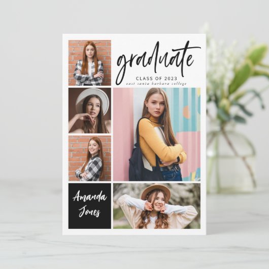 Modern Photo Collage Afstuderen Kaart (Staand voorkant)
