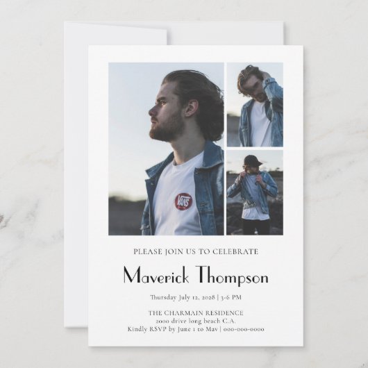 Modern Photo Collage Afstuderen Kaart (Achterkant)