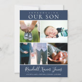 Modern Photo Collage Baby Boy Magnetische Uitnodiging (Voorkant)