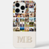 Modern Photo Collage Beige Initiaal Monogram Case-Mate iPhone Case (Achterkant)