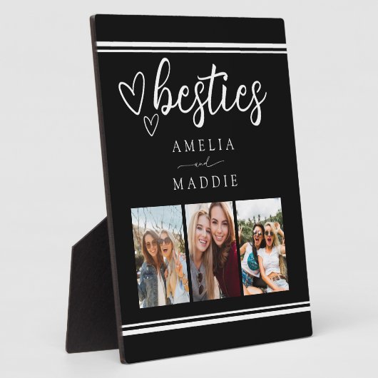 Modern Photo Collage Besties Black and White  Fotoplaat (Zijkant)