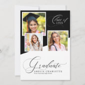 Modern Photo Collage Black and White Graduation Aankondiging (Voorkant)