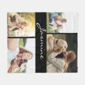 Modern Photo Collage Dog Black Fleece Deken (Voorkant (Horizontaal))