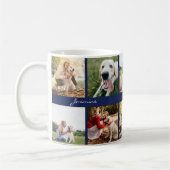 Modern Photo Collage Dog Navy Blue Koffiemok (Links)