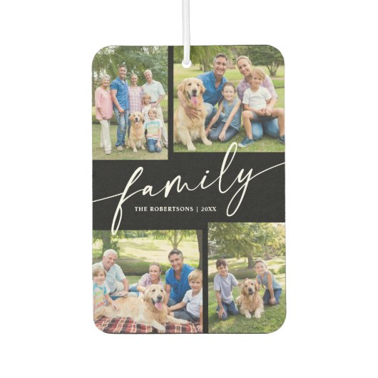 Modern Photo Collage Family Script Custom Luchtverfrisser (Voorkant)