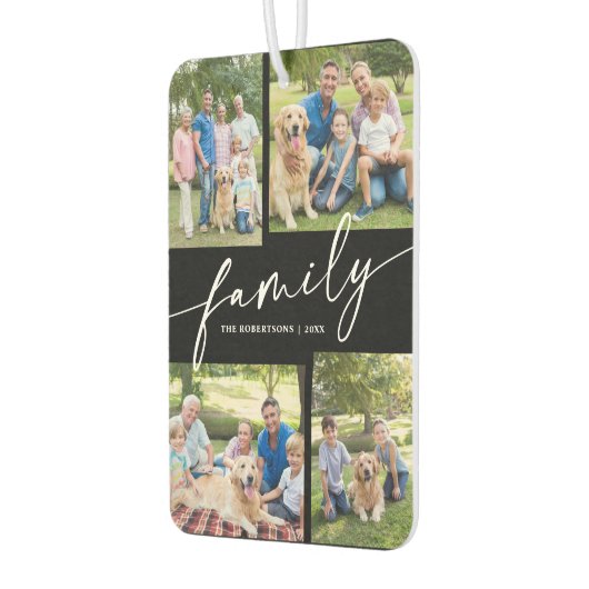 Modern Photo Collage Family Script Custom Luchtverfrisser (Links)
