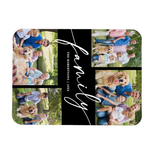 Modern Photo Collage Family Script Keepsake Magneet (Horizontaal)