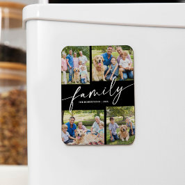 Modern Photo Collage Family Script Keepsake Magneet