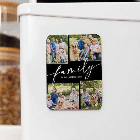 Modern Photo Collage Family Script Keepsake Magneet