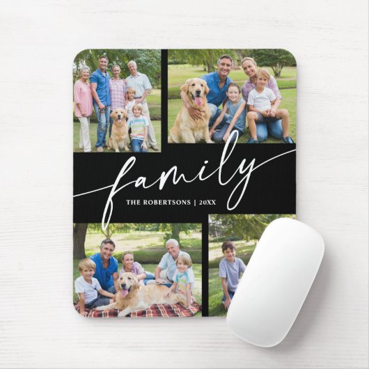Modern Photo Collage Family Script Keepsake Muismat (Met muis)