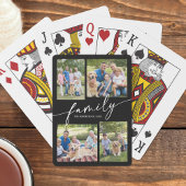 Modern Photo Collage Family Script Keepsake Pokerkaarten