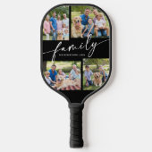 Modern Photo Collage Family Script Pickleball Paddle (Voorkant)