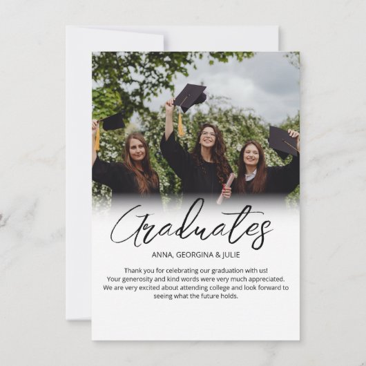 Modern Photo Collage Friends Afstuderen Bedankkaart (Achterkant)