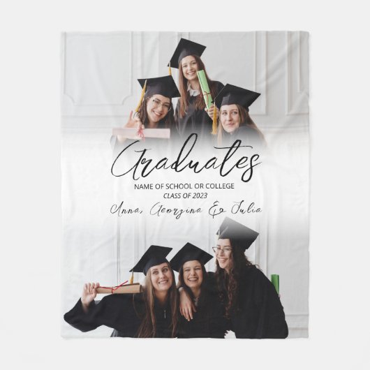 Modern Photo Collage Friends Afstuderen Fleece Deken (Voorkant)
