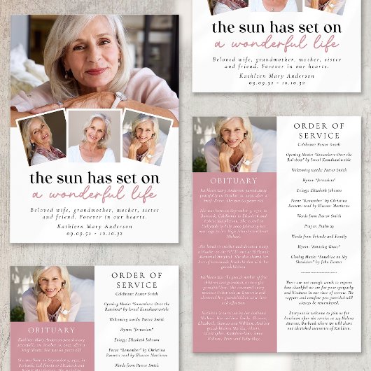 Modern Photo Collage Funeral Order of Service Aankondiging