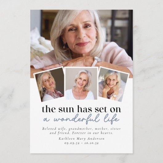 Modern Photo Collage Funeral Order of Service Kaart (Voorkant)